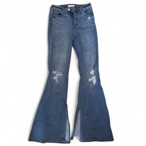 Cello high rise bell bottom slit flare jeans size 7